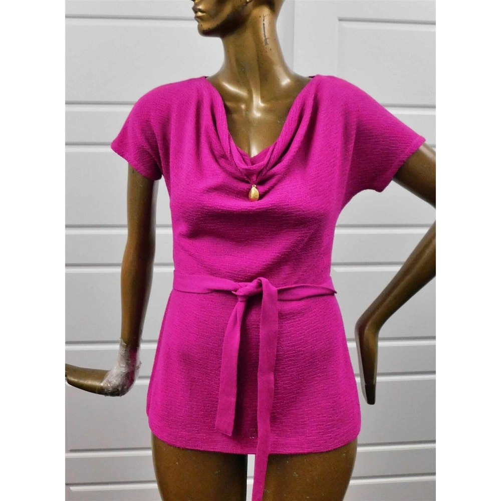 St John‎ Collection Raspberry Knit Belted Sweater Top sz S